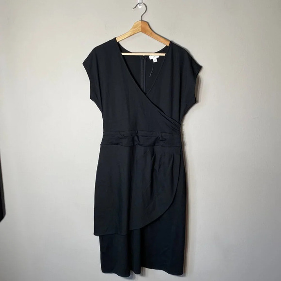 NWOT Christian Siriano for J.Jill Womens Size Small V-Neck Faux Wrap Black Dress - Picture 3 of 16